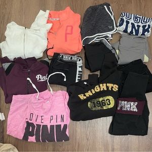 12 piece Victoria’s Secret PINK bundle M/L pants shirts hoodies